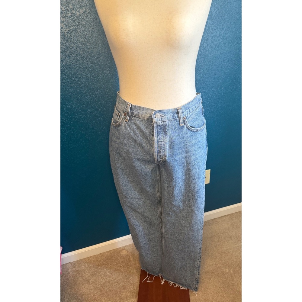 AGOLDE Relaxed Boot Jeans 31 Light Blue Organic 100% Cotton Raw Hem A180C-1206